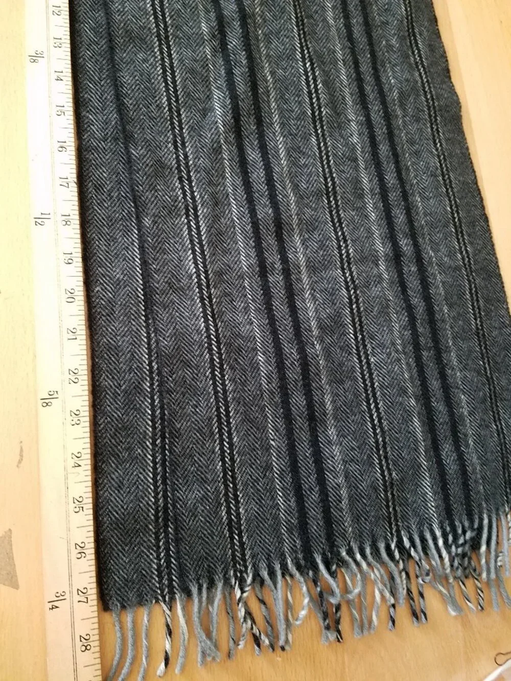 Givenchy Monsieur 100% Lambswool Scarf Gray Black | 5 Small Holes | Made in Urug